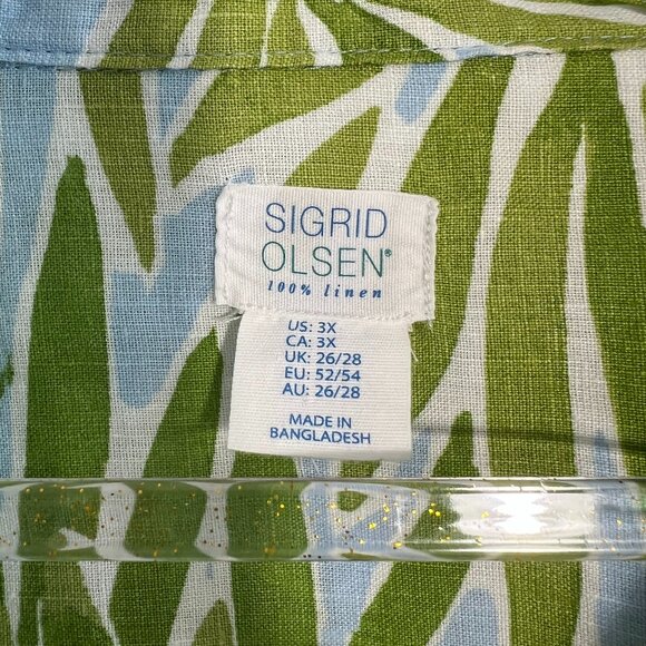 Sigrid Olsen 100% Linen Top.  Size 3X - Picture 3 of 6